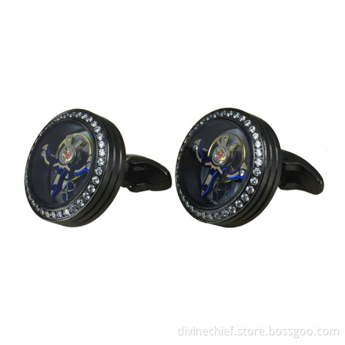 2016 High End Customize IP Black Plated Watch Cufflinks,316L Stainless Steel Tourbillon Movement Cufflinks for Men